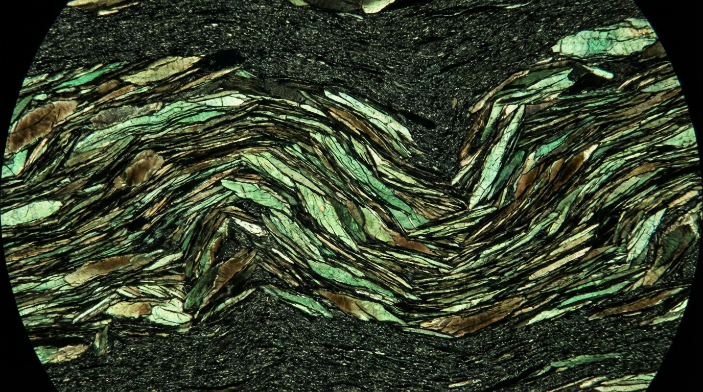 千枚岩薄片（XP）